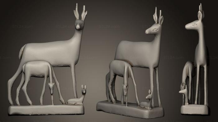 Статуэтки животных (Семейство антилоп, STKJ_0481) 3D модель для ЧПУ станка